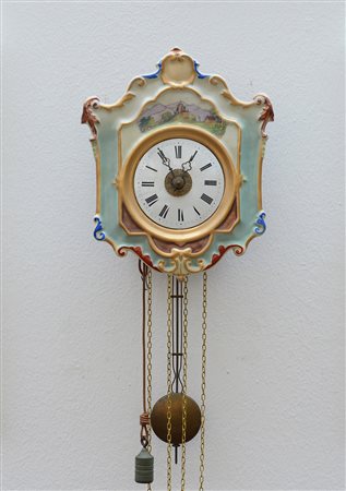 ANONIMOOrologio foresta nera, quadrante in ceramica decorato con castello e...
