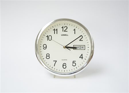 Orologio da parete Lowell bianco con cornice cromata