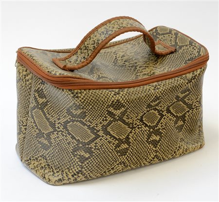 Beauty case in materiale finto serpente (cm 30x19x17)
