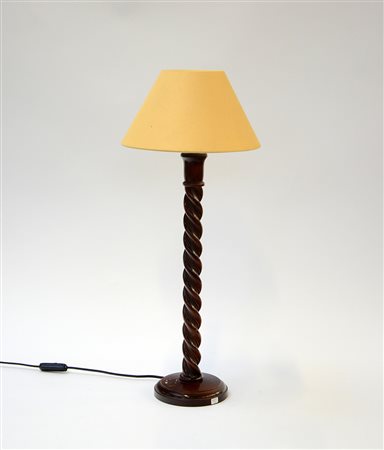 Abat-jour da tavolo in legno con fusto a torciglione (h cm 60)