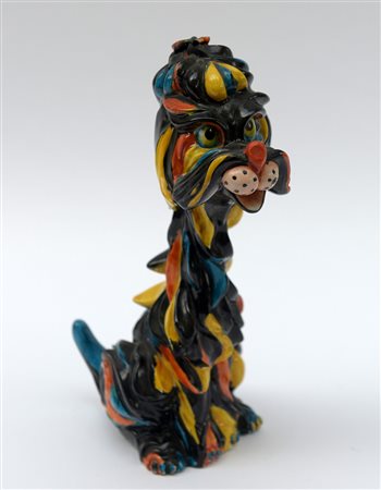 Guido Righetto e Cacciapuoti "Cane" scultura in ceramica policroma con firma...