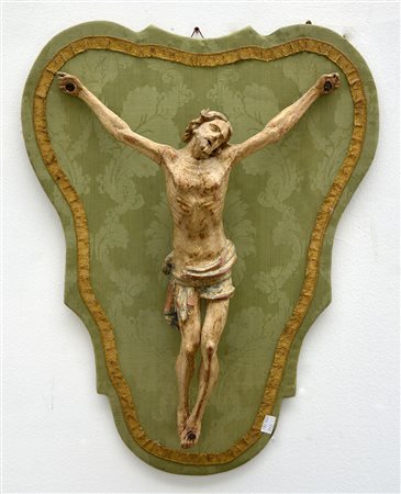 Arte del secolo XVIII "Cristo crocefisso" scultura in legno (h. cm 28) (difetti)
