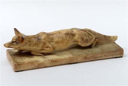 Rudolf Francke - Nautschutz (1860-1933) "Volpe" scultura in alabastro (l. cm...