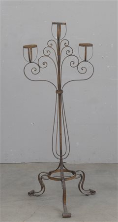 Portaceri tripode in ferro battuto (h cm 118) (difetti)