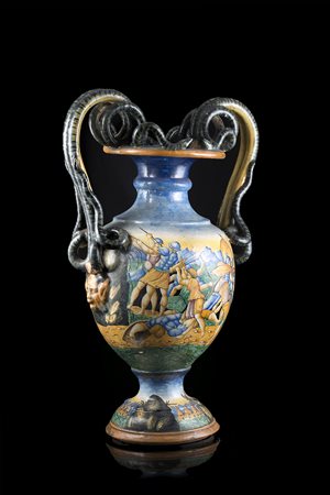 Manifattura del Centro Italia, fine secolo XIX. Vaso biansato in ceramica...