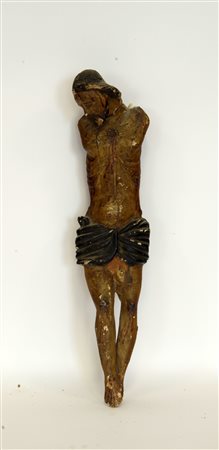 Arte del sec XVII "Cristo crocifisso" scultura lignea decorata in policromia...