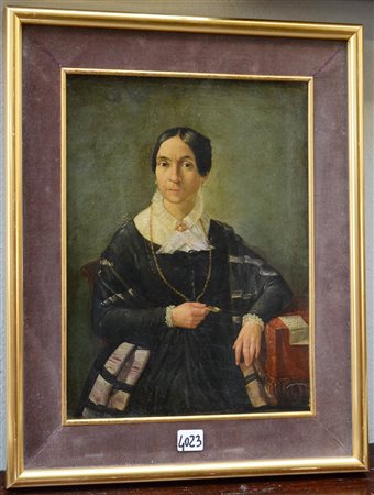 Ignoto "Ritratto di nobildonna" olio su tela (cm 30x23)In cornice