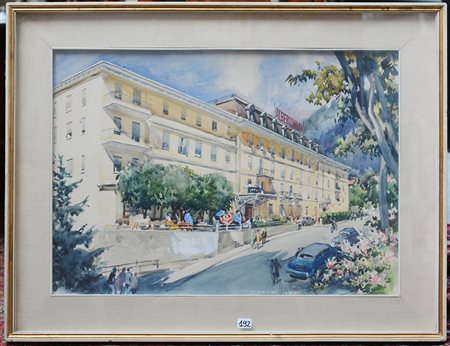 Aldo Raimondi (Roma 1902 - Milano 1998)"Albergo Milano" acquerello (cm 48x69)...