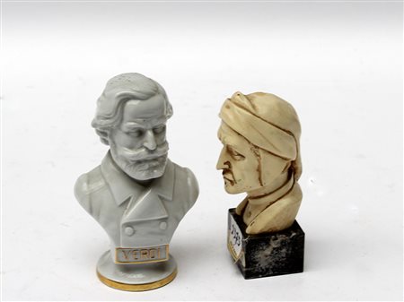 Manifatture diverse, lotto composto da un busto di Dante ed uno di Verdi