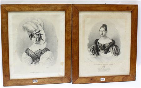 Lotto composto da due incisioni del secolo XIX raffiguranti ritratti...