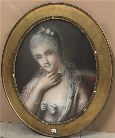 Artista francese del secolo XIX, ''Ritratto di dama'' pastelli colorati e...