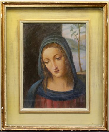 Ignoto "Vergine" olio su masonite (cm 42x32) In cornice (difetti)