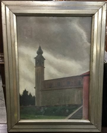 Gabbiani "Scorcio di chiesa" 1936. Tecnica mista su cartone (cm 50x34)...