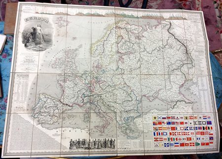 Carta militare pieghevole raffigurante l’Europa in custodia cartonata.Pagnoni...