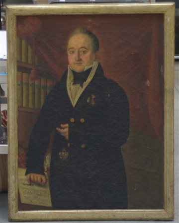 Scuola del secolo XIX "Ritratto del Generale Nicola Firrao". Olio su tela.In...