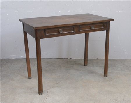 Tavolo scrittoio a due cassetti con gambe squadrate (cm 104x80x60) (difetti)