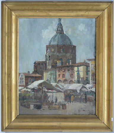 Pasetto "Mercato" 1931, olio su compensato (cm 50x40) Firmato e datato in...