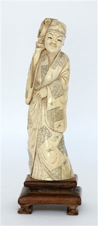 Figura maschile con vasetto di incenso (h. 31 cm.)(difetti e restauri)-EN.