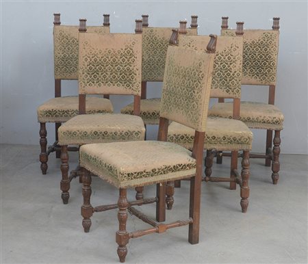 Gruppo di sei sedie in stile rinascimentale (difetti)