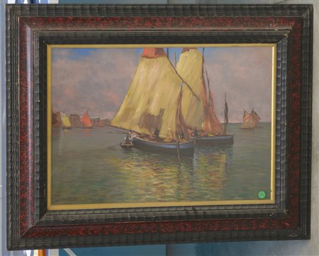 Giuliano Amadori (Bologna 1883 - 1972)"Marina" olio su compensato (cm 49x69)...