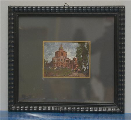 Giuliano Amadori (Bologna 1883 - 1972)"Il lunedi di Pasqua a S. Luca" olio su...