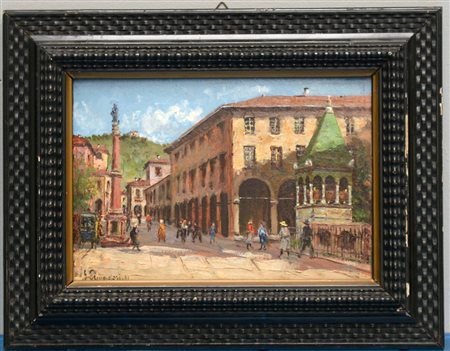 Giuliano Amadori (Bologna 1883 - 1972)"Piazza S. Francesco a Bologna" olio su...