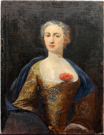 Antico dipinto raffigurante una gentildonna, olio su tela (cm 80x61) (gravi...