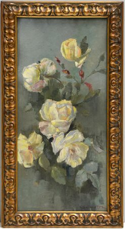 Aleardo Galbusera (1898 - 1973)"Fiori" olio su cartone telato (cm 53x25)...