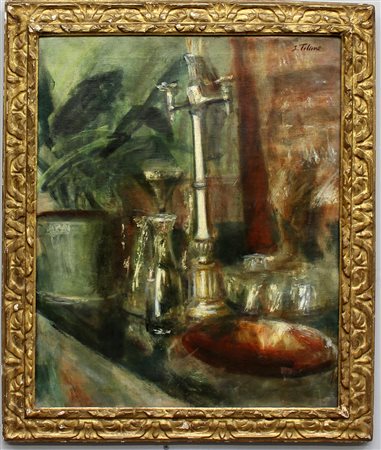 Ignoto, “Senza titolo”, olio su tela (cm 90x75) firmato in alto a destra “J....