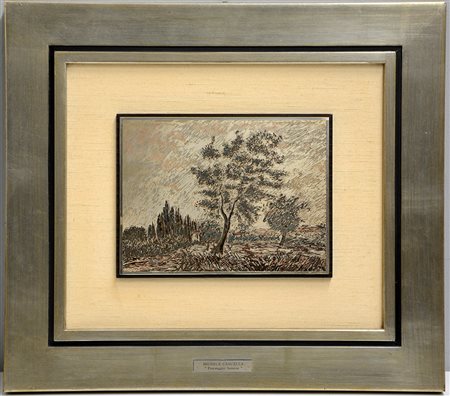 Michele Cascella (Ortona 1892 - Milano 1989)"Paesaggio senese" multiplo su...