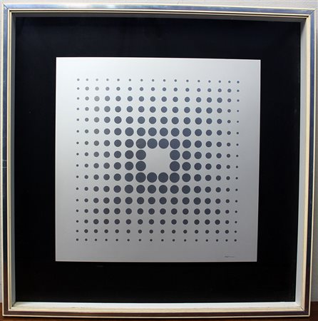 Firma indecifrata "Senza titolo" serigrafia su alluminio (cm 48x48) firmato...