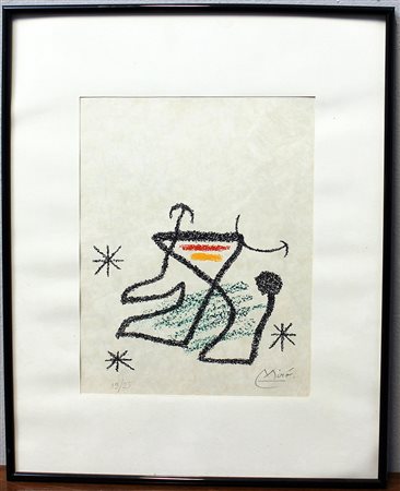 Joan Mirò (Barcellona 1893 - Palma Di Maiorca 1983)"Senza titolo" litografia...
