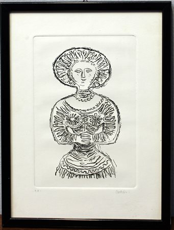 Massimo Campigli (Berlino 1895 - St. Tropez 1971)"Figura" acquaforte - prova...