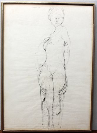 Karl Plattner (Malles Venosta 1919 - Milano 1986)"Figura di donna" 1964matita...