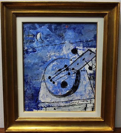 Franco Rognoni (Milano 1913 - 1999)"Mandola azzurra" olio su tela, cm...