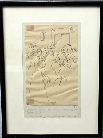 Gabriele Mucchi (Torino 1899 - Milano 2002)"Don Abbondio liberato" 1943 penna...