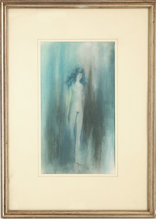 Ignoto "L'adolescente" pastelli su cartoncino (cm 43,5x25) titolata in basso...