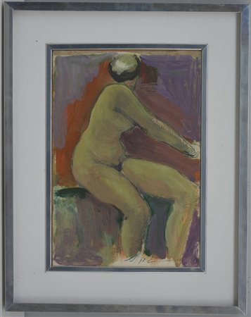 Bruno Calvani (Mola Di Bari 1904 - Milano 1985)"Nudo" tecnica mista su carta...