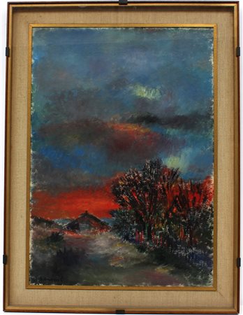 Giovanni Omiccioli (Roma 1901 - 1975)"Sole di sera a Fregene" 1961, olio su...