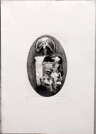 Piero Guccione (Scicli 1935)"Ricordo per l'eroe" 1962, acquaforte - prova...