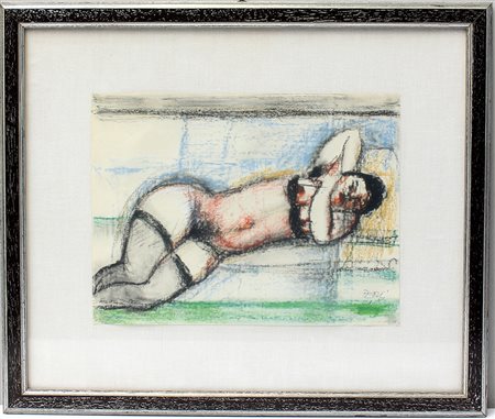 Bruno Zoni (Parma 1911 - 1986)"Nudo di donna" 1944pastelli su carta, cm 29x40...