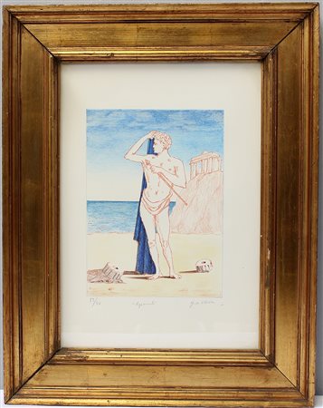 Giorgio De Chirico (Volos 1888 - Roma 1978)"Agamonte" litografia a colori (cm...