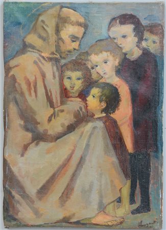 Trento Longaretti (Treviglio 1916 - Bergamo 2017)"San Francesco e i bambini"...