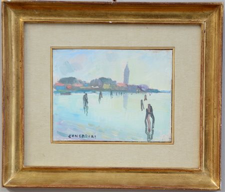 Silvio Consadori (Brescia 1909 - Burano 1994)"Burano visto da Mazzorbo" 1982...