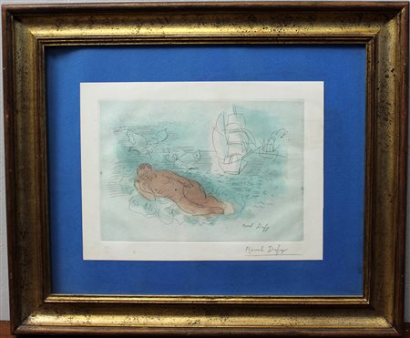 Raoul Dufy (Le Havre 1877 - Forcalquier 1953)"Nude & Sailing Ships"...