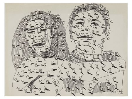 Remo Bianco (Milano 1922 - 1988)"Trafittura - Senza titolo" 1969china su...