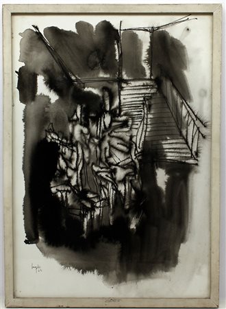 Aldo Bergolli (Legnano 1916 - Milano 1972)"Senza titolo" 1965, china su carta...