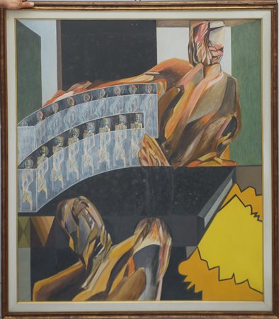 Mario Rossello (Savona 1927 - Milano 2000)"Civiltà delle macchine" 1965olio...