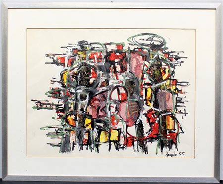 Sergio Dangelo (Milano 1932)"Composizione" 1955tecnica mista su carta, cm...