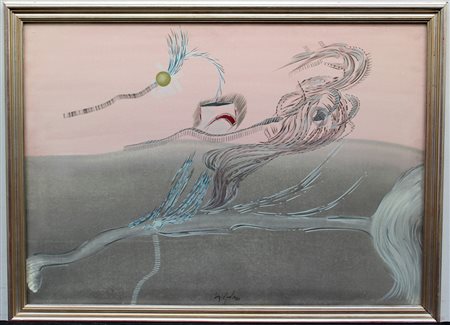 Sergio Dangelo (Milano 1932)"Composizione rosa" 1963 olio su tela, cm...